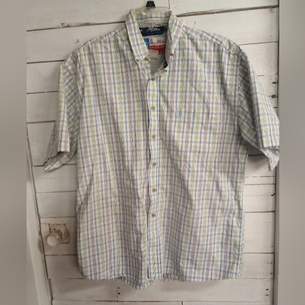 George Straight Collection Wrangler Western Shirt Men's XL Short Sleeve Plaid